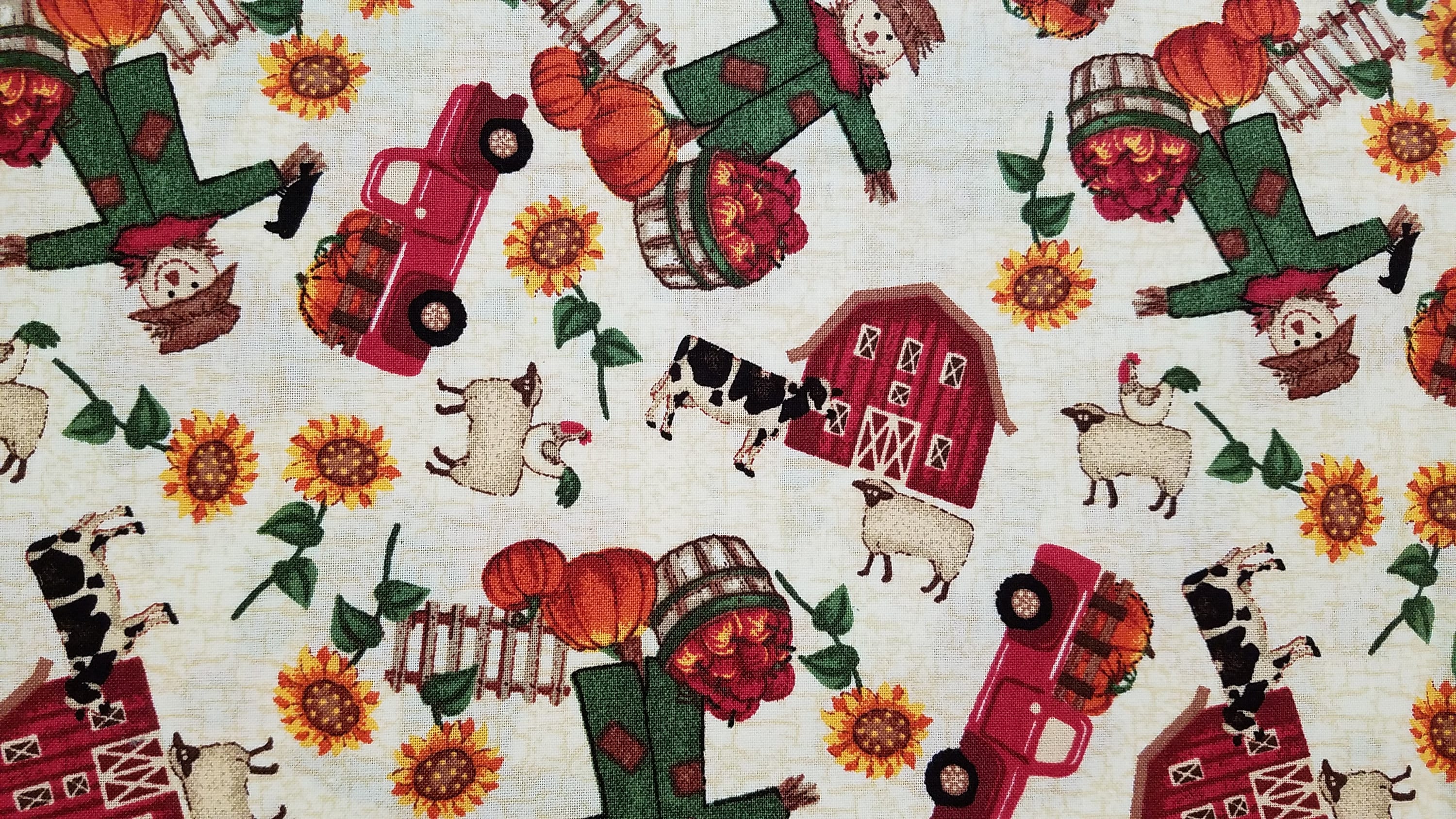 Fall Farm Cotton Fabric Sold by the Yard Etsy