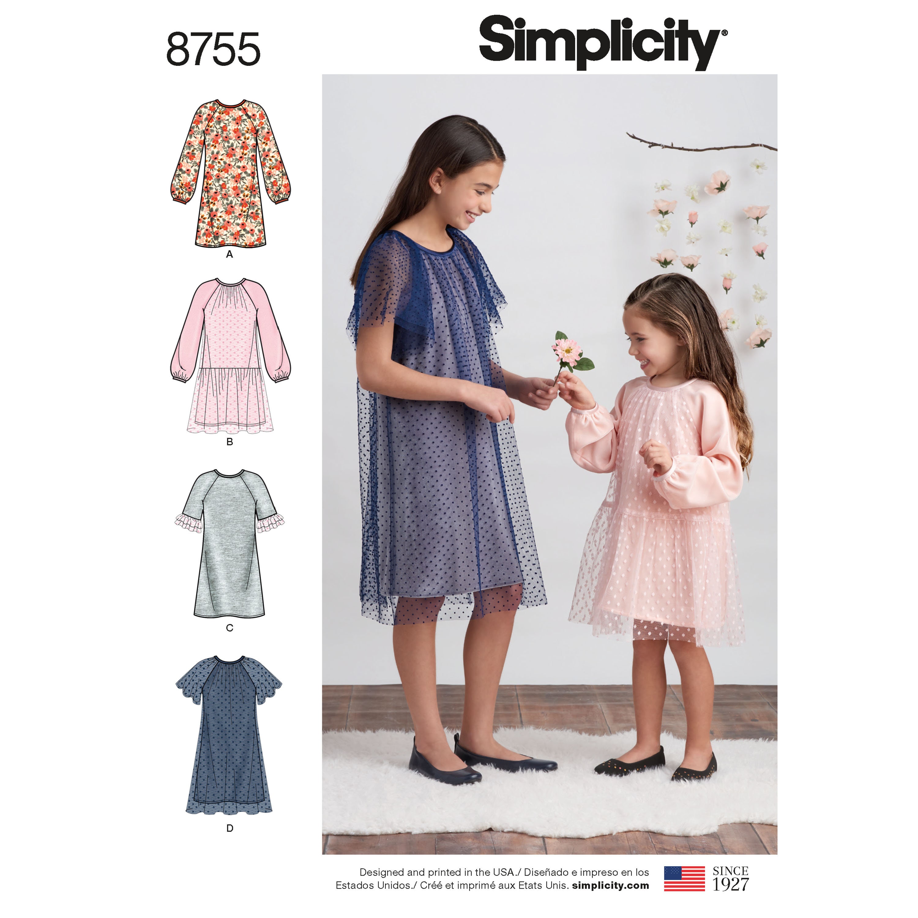 Uncut Simplicity Sewing Pattern 8755 Children/'s and Girls/' Dresses size 3-6 7-14 FF