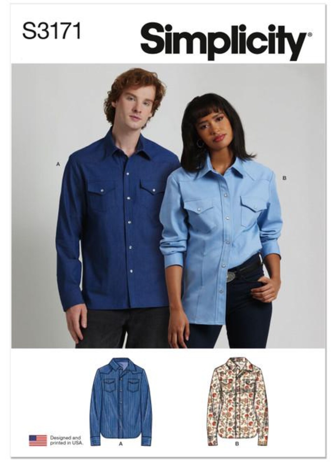 Simplicity Sewing Pattern S3171 Unisex Western Style Shirt - Etsy