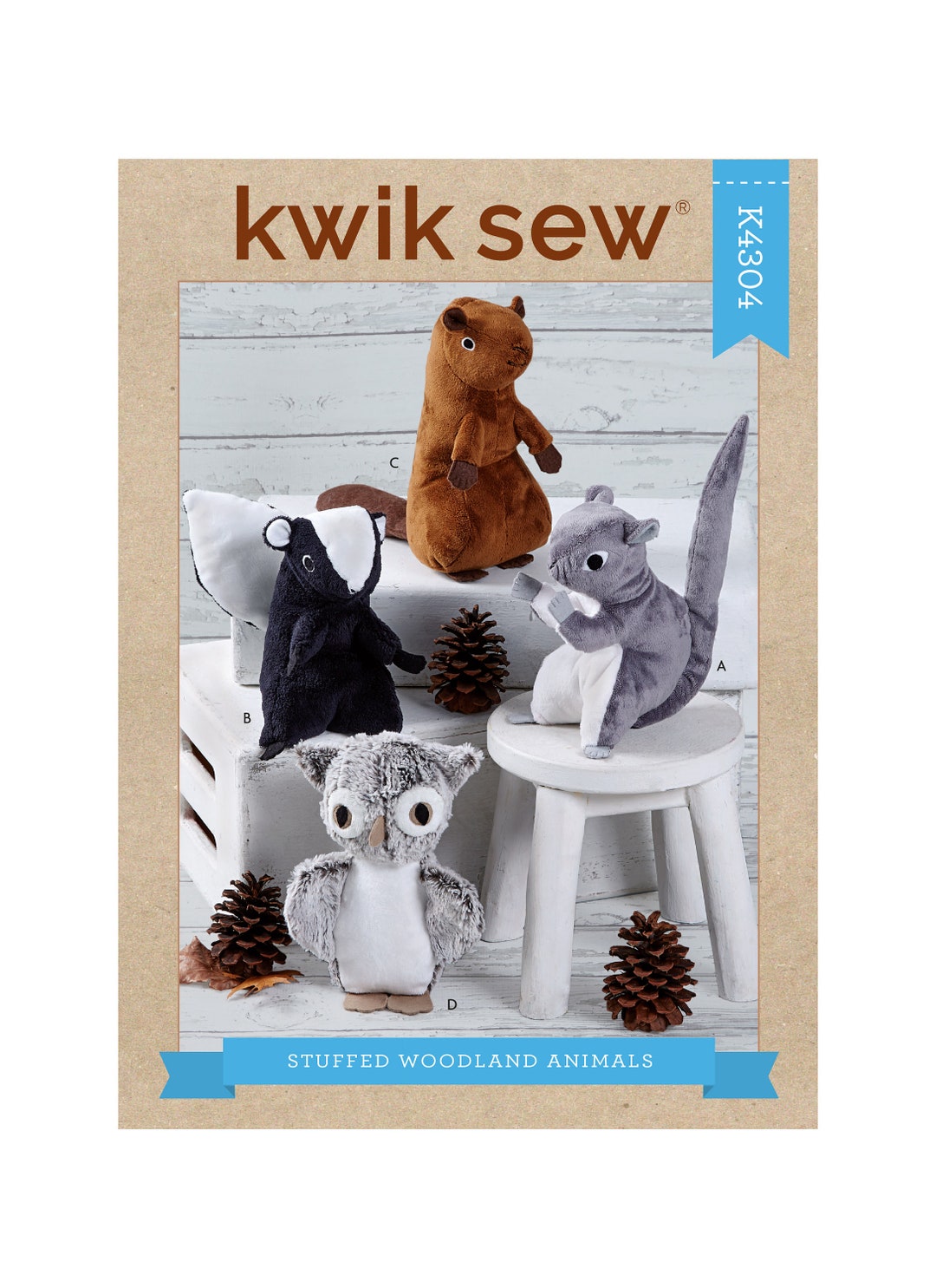 OUT of PRINT Kwik Sew Sewing Pattern K4304 Stuffed Woodland
