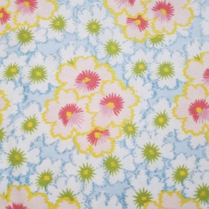 Pink and Blue Floral Cotton Fabric (1 yard 35 inches)