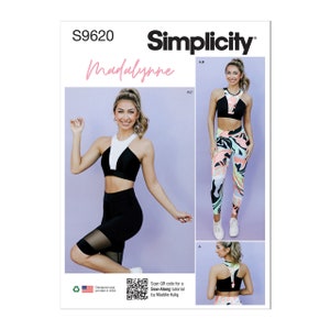 Simplicity 8392 Misses' Knit Sports Bra, Cropped Leggings with Attached  Skirt and Mini Hoodie