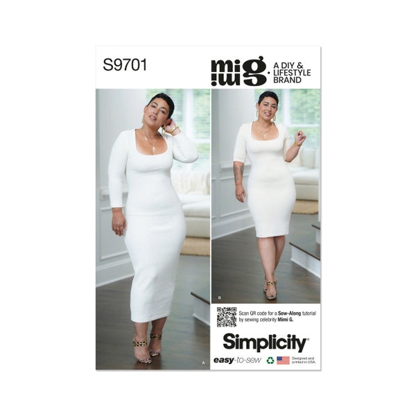 Simplicity Sewing Pattern S9701 Misses' Knit Dress in Two Lengths by Mimi G Style