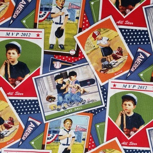 Play Ball Patch Cotton Fabric Sold by the Yard