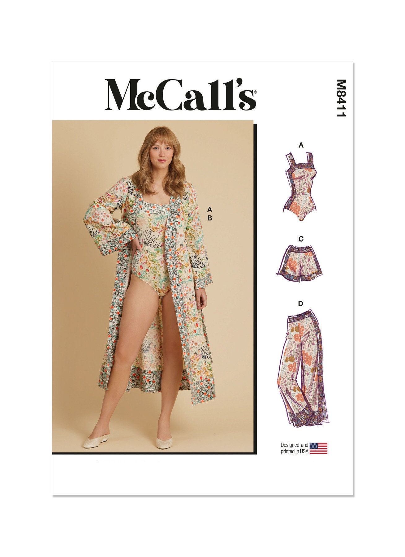 McCall's Sewing Pattern M8411 Misses' Bodysuit, Robe, Shorts and Pants