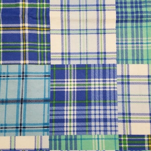 Blue Plaid Flannel Fabric (1 yard 6 inches)