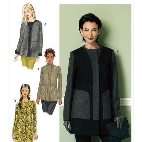 OUT of PRINT Butterick Sewing Pattern B6421 Misses' Stand Collar or Collarless Paneled Coats