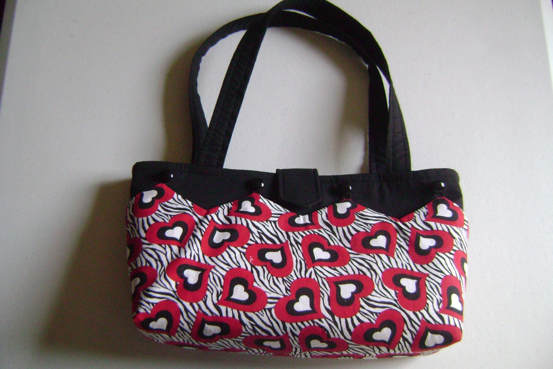 Red & Black Hearts on Zebra Print Purse Cover Etsy