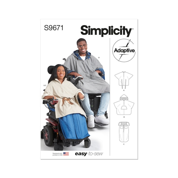 Simplicity Sewing Pattern S9671 Poncho with Detachable Hood and Wheelchair Blanket