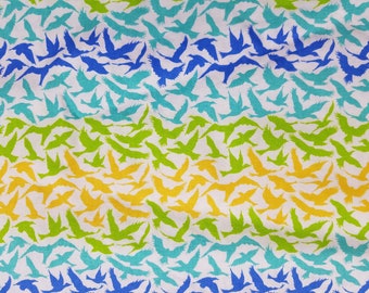 Bird Stripe Teal Cotton Fabric (1 yard)