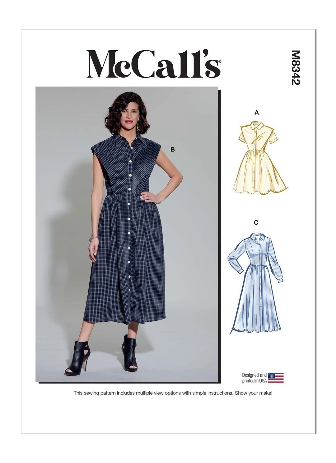 4342 Pattern Mccall's Sewing Pattern M8342 Misses' Shirtdress - Etsy