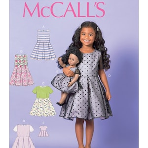 McCall&#39;s Sewing Pattern M7707 Childrens&#39;/Girls&#39; Dresses and 18&quot; Doll Dress