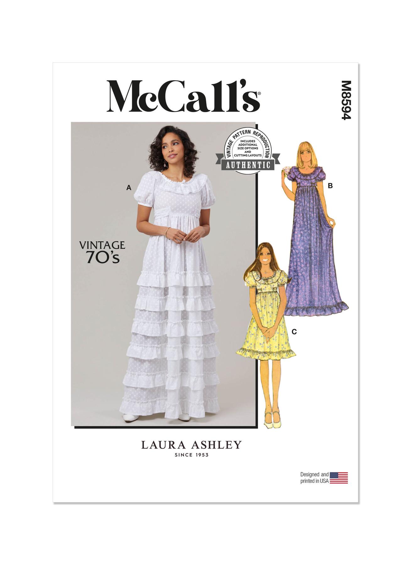 Mccall's Sewing Pattern M8594 1970s Misses' Dress by Laura Ashley