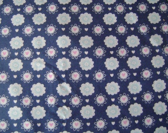 Blue Floral Cotton Fabric Sold by the yard