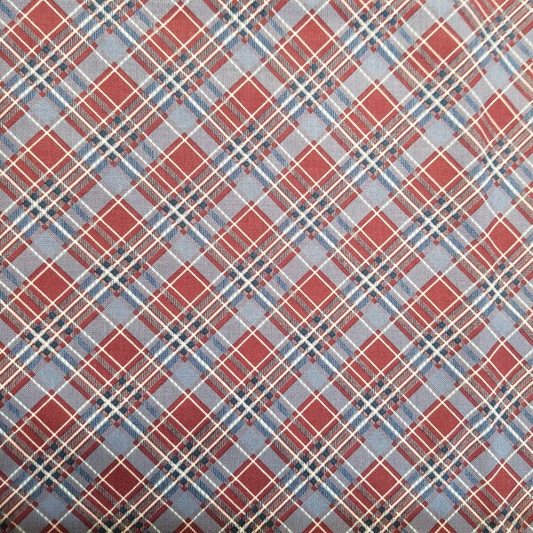 Red and Blue Plaid Cotton Fabric Sold by the yard