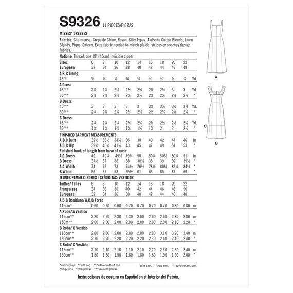 Simplicity Sewing Pattern S9326 Misses' Dresses - Etsy 日本