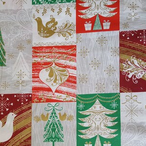 Large Christmas Blocks Cotton Fabric Sold by the yard