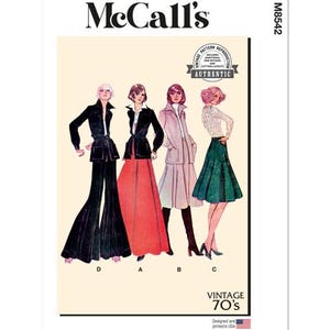 McCall's Sewing Pattern M8542 1970s Misses' Jacket, Skirt and Pants