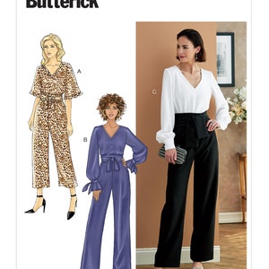 OUT of PRINT Butterick Sewing Pattern B6716 Misses&#39; Jumpsuit & Sash