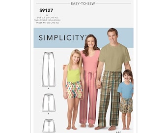 Simplicity Sewing Pattern S9127 Unisex Sleepwear = Size: XS-L/XS-XL