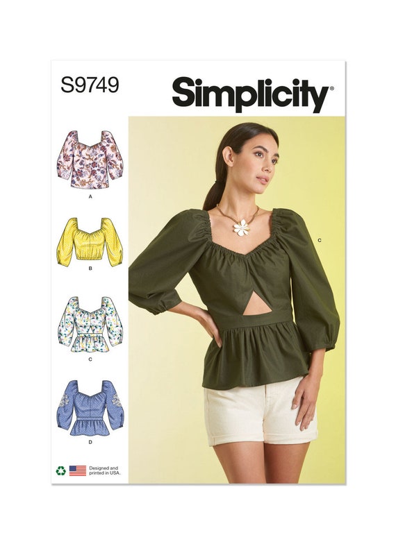 トップス shirring sleeve pattern blouse LYANER Women's Frill Smock Retro Square Neck Long Sleeve