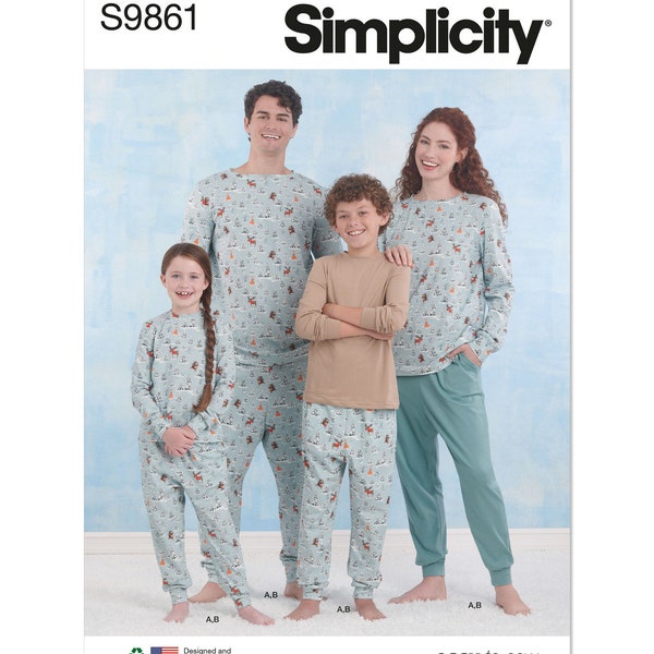 Simplicity Sewing Pattern S9861 Children's, Teens' and Adults' Knit Loungewear