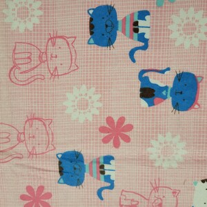 Cats on Pink Snuggle Flannel Fabric (1 yard)