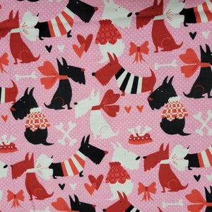 Dogs on Pink Snuggle Flannel Fabric (1 yard)