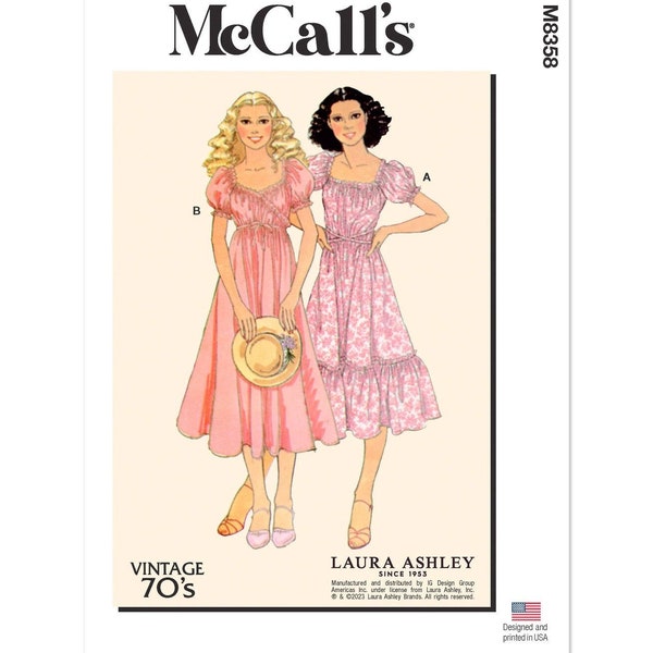 McCall's Sewing Pattern M8358 Misses' Vintage Wrap Dress by Laura Ashley