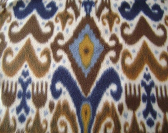 Blue & Brown Design Fleece Fabric (1-1/2 yards)