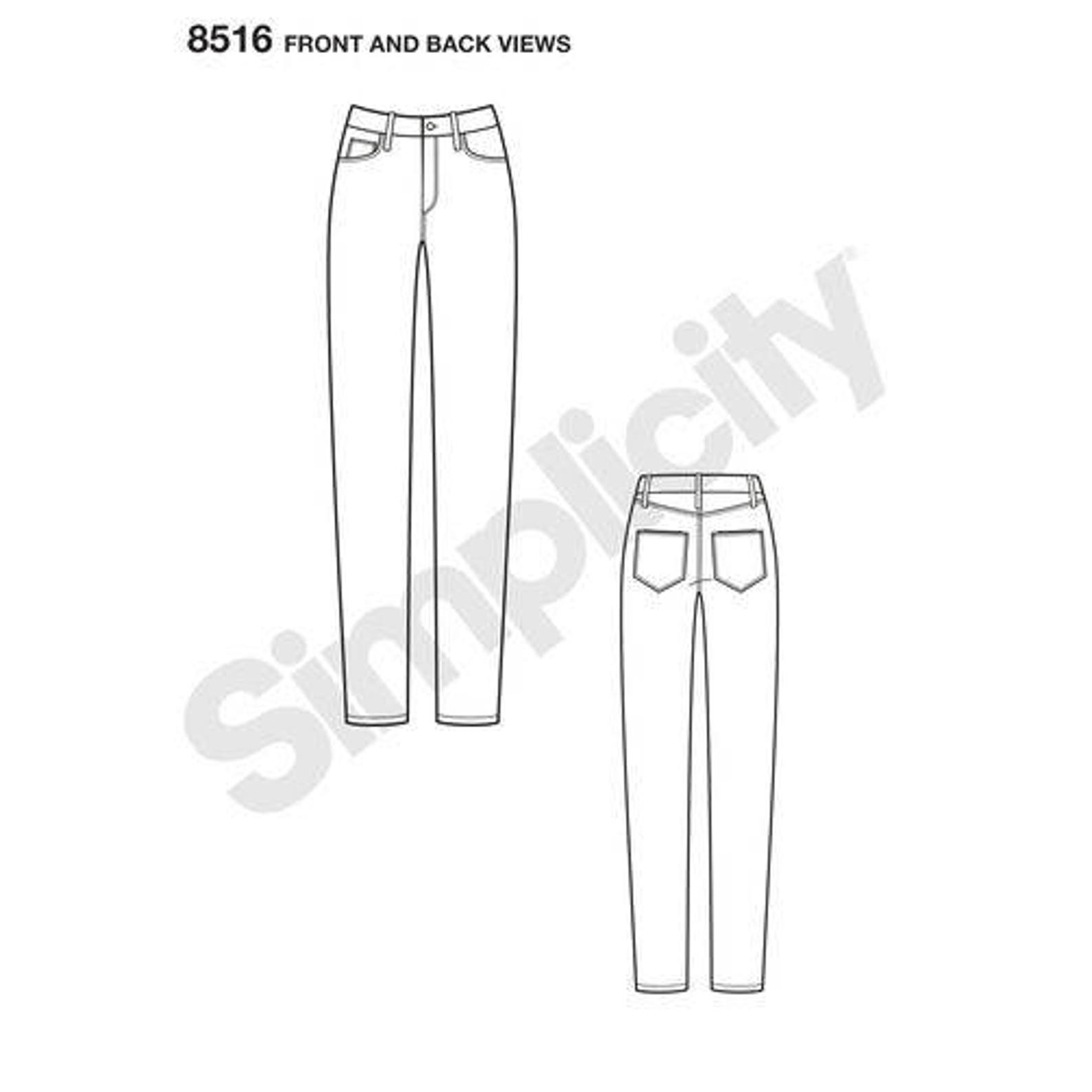 SIMPLICITY MISSES LOW WAIST JEANS SEWING PATTERN PACKET visual data 7