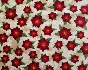 Poinsettias Cotton Fabric (1 yard 35 inches)