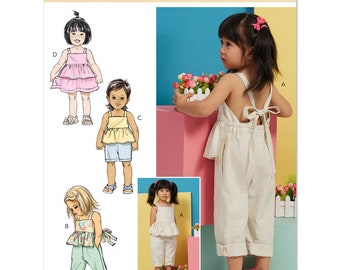 Butterick Sewing Pattern B6936 Toddlers' Overalls and Dress