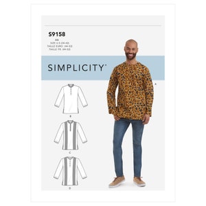 Men's Half Buttoned Shirts Simplicity Sewing Pattern S9158