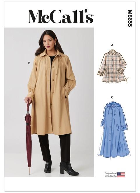 Mccall's Sewing Pattern M8655 Misses' Trench Coat in Three Lengths