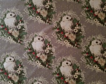 Holiday Owl Cotton Fabric (1 yard 33 inches)