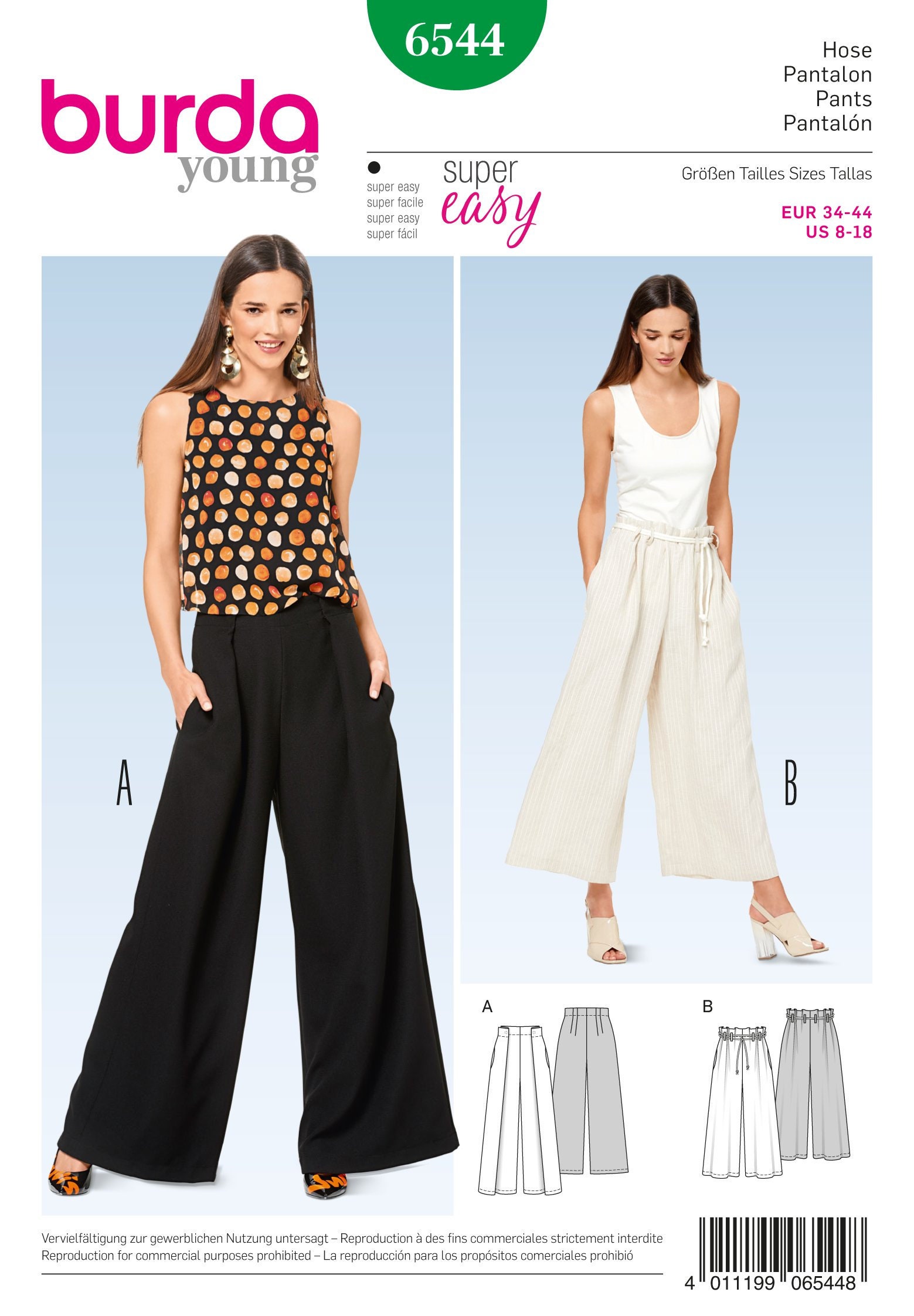 Burda Style Sewing Pattern B6544 Misses' Pants