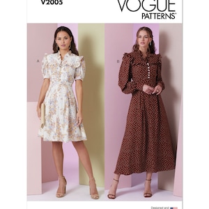 Vogue Sewing Pattern V2005 Misses&#39; Dress in Two Lengths with Sleeve Variations