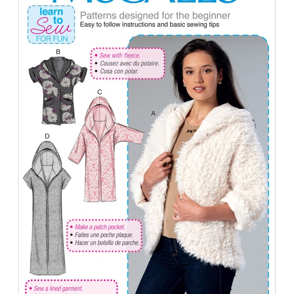 McCall's Sewing Pattern M7511 Misses' Open-Front Jackets with Shawl Collar and Hood