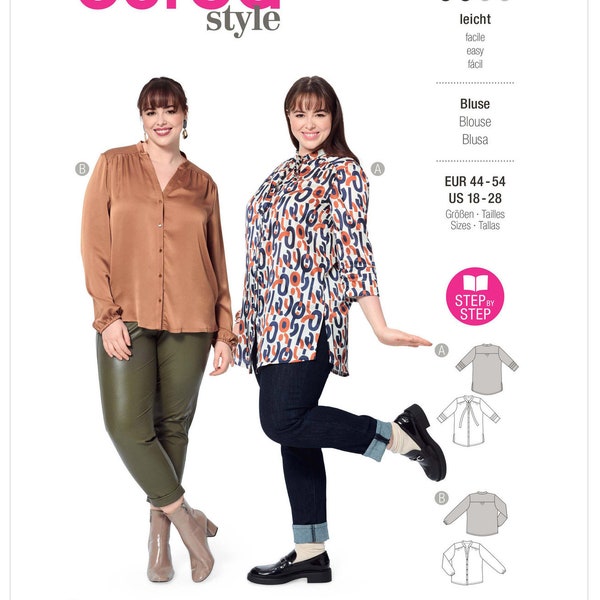 OUT of PRINT Burda Style Sewing Pattern 5965 Misses' Blouse with Shoulder Yoke and Stand Collar