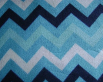 Blue Chevron Antipill Fleece Fabric (1 yard 33 inches)