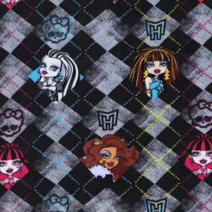 Monster High Arg Black Fleece Fabric Sold by the Yard