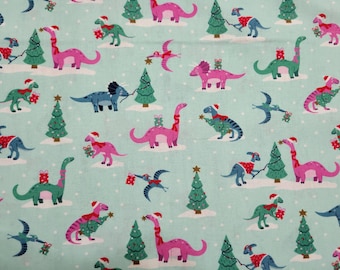Holiday Dinos Cotton Fabric (1 yard 33 inches)