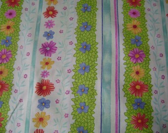 Floral Stripes Cotton Fabric Sold by the Yard