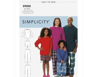 Simplicity Sewing Pattern S9202 Misses'/Men's/Children's/Boys'/Girls' T-Shirt, Shorts and Pants