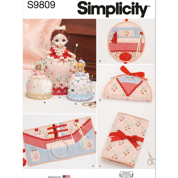 Simplicity Sewing Pattern S9809 Pincushion Dolls, Project Organizer and Etui by Shirley Botsford