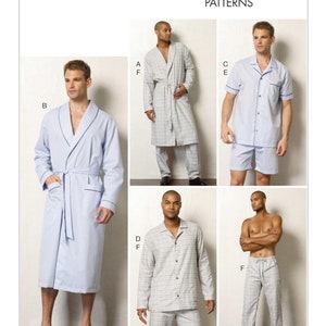 Vogue Pattern V8964 Men&#39;s Shawl Collar Robe, Button-Down Top, Shorts and Pants