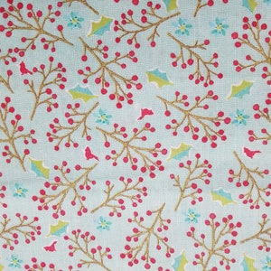 Christmas Holly Berries Cotton Fabric (1 yard)