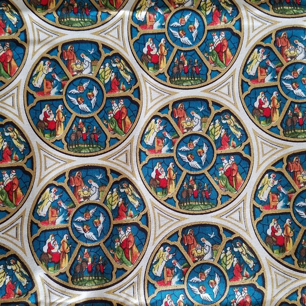 Stained Glass Nativity Cotton Fabric (1.5 yards)