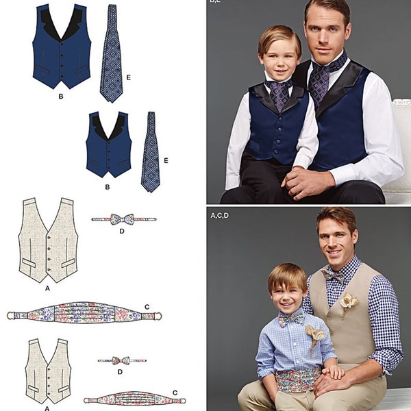 Simplicity Sewing Pattern 8023 Boys' and Men's Lined Vest, Bow-Tie, Cummerbund and Ascot